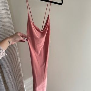 Satin peach dress